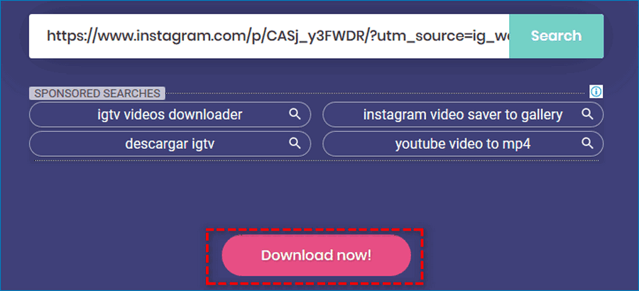 Кнопка Download в IGTV Loader